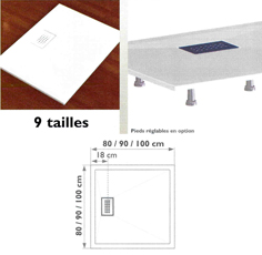 RECEVEUR A ENCASTRER KINEDO RD1101 KINESURF 90 X 90 X 4CM