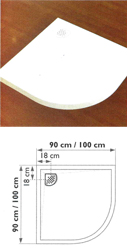 RECEVEUR KINEDO A POSER KINESURF RD202 1/4 DE ROND 90X90X9CM